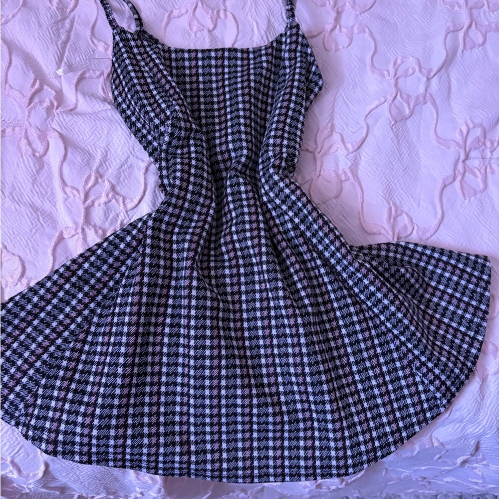 Elegant Black and White Checkered Dress